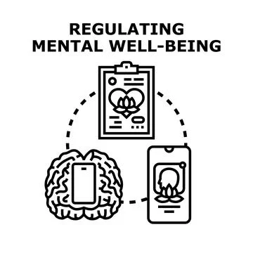 Regulating mental well being and health mind monitoring Stock Illustration