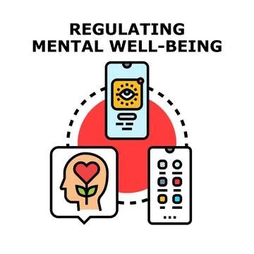 Regulating mental well being using digital technology concept Stock Illustration
