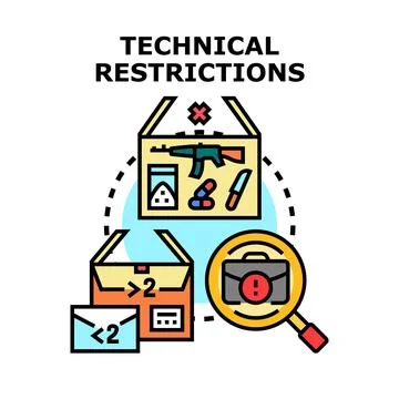 Regulating restricted items and technical limitations concept Stockillustratie