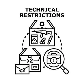 Regulating restricted items and technical limitations concept Stock Illustration