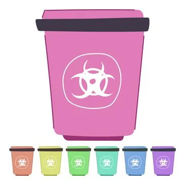 Regulation medical waste bin vector cartoon graphic Illustrazione stock