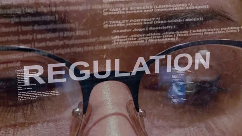 Regulation text on female software developer Stock Footage 108042454