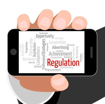 Regulation Word Indicates Rules Regulations And Text Иллюстрация