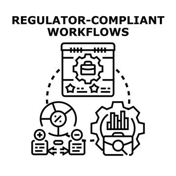 Regulator compliant workflows developing successful business strategies Stock Illustration