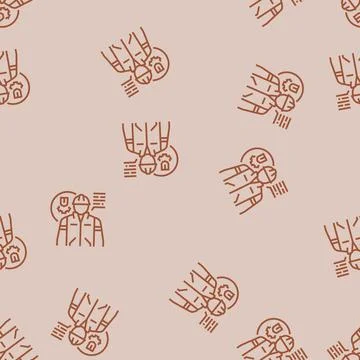 Regulator scientist worker line seamless pattern Illustrazione stock