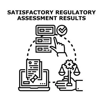 Regulatory compliance assessment process achieving satisfactory results Stock Illustration