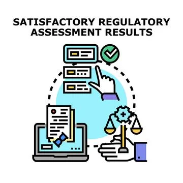 Regulatory compliance assessment process achieving satisfactory results Stock Illustration