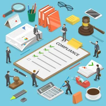 Regulatory compliance flat isometric vector concept. Stock Illustration