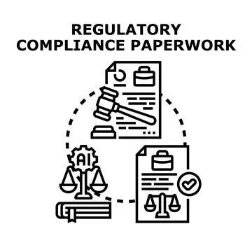 Regulatory compliance paperwork process with artificial intelligence Stock Illustration