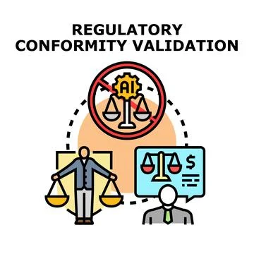 Regulatory conformity validation ensuring artificial intelligence ethical c.. Stock Illustration