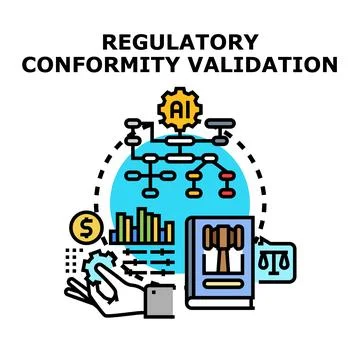 Regulatory conformity validation process with artificial intelligence Stock Illustration