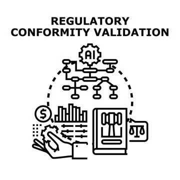 Regulatory conformity validation process with artificial intelligence Stock Illustration