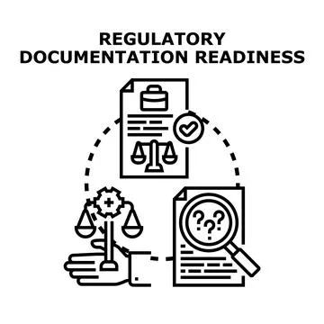 Regulatory documentation readiness creating compliance and legal solutions Stock Illustration