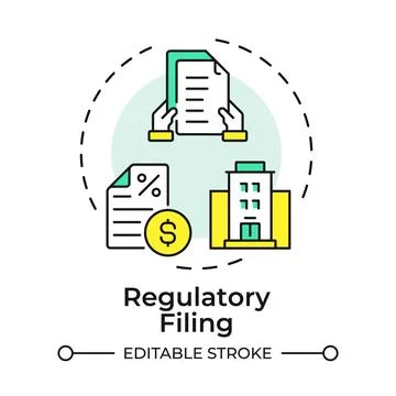 Regulatory filing multi color concept icon Stock Illustration