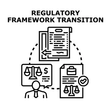 Regulatory framework transition process and legal compliance イラスト素材