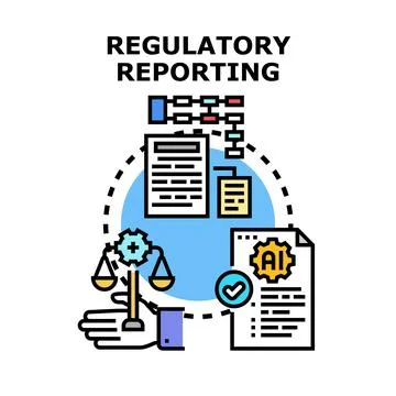 Regulatory reporting process with artificial intelligence compliance Stock Illustration