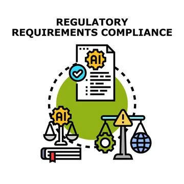 Regulatory requirements compliance with artificial intelligence balancing g.. Stockillustratie