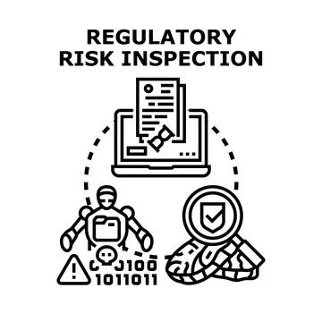 Regulatory risk inspection analyzing data and compliance Stock Illustration
