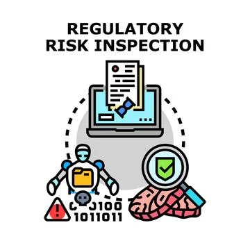 Regulatory risk inspection analyzing data and compliance Stock Illustration