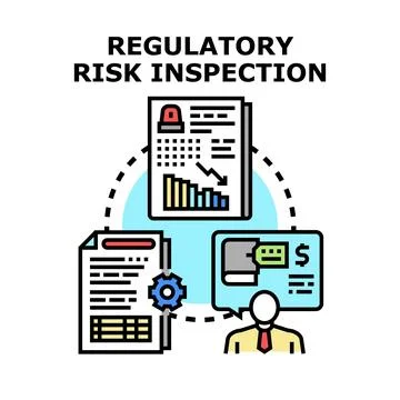 Regulatory risk inspection analyzing documents and financial reports Stockillustratie