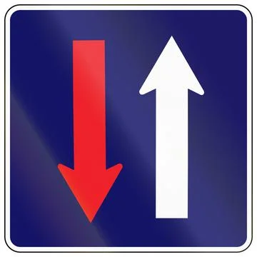 Regulatory road sign in Cambodia - Priority over all traffic from the oppos.. Ilustração Stock