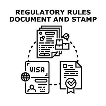 Regulatory rules document and visa approval process Stock Illustration