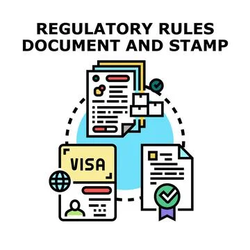 Regulatory rules document and visa approval process Stock Illustration