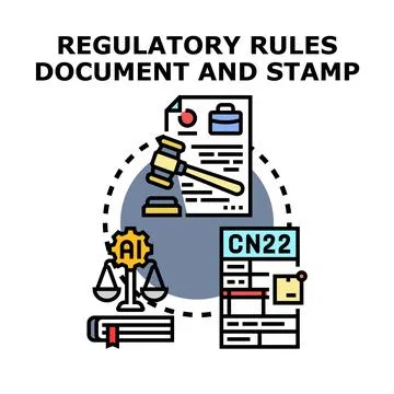 Regulatory rules document with gavel and ai justice concept イラスト素材