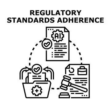 Regulatory standards adherence ensuring compliance and legal framework Stock Illustration