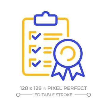 Regulatory standart pixel perfect two color line icon Stock Illustration