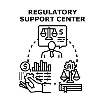 Regulatory support center assisting with compliance and legal advice Stock Illustration