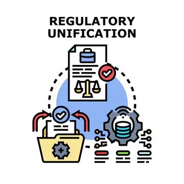 Regulatory unification concept for harmonizing business processes Stock Illustration