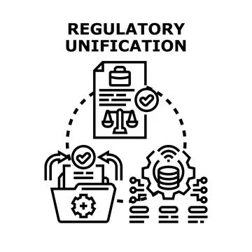 Regulatory unification concept for harmonizing business processes Stock Illustration