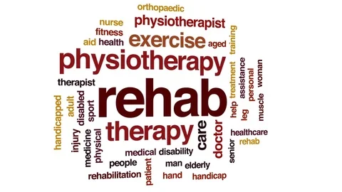 Rehab animated word cloud, text design animation. Stock Footage 77649306