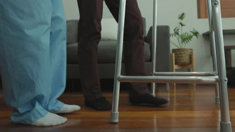 Rehabilitation and Mobility Training for Elderly in Nursing Home Video stock 233490289