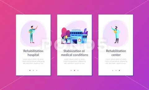 Rehabilitation center app interface template. Stock Illustration