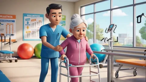 Rehabilitation Session with Elderly Patient Stock Footage 324740887