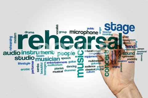 Rehearsal word cloud Stock Photos