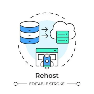 Rehost flat linear concept icon Stock Illustration