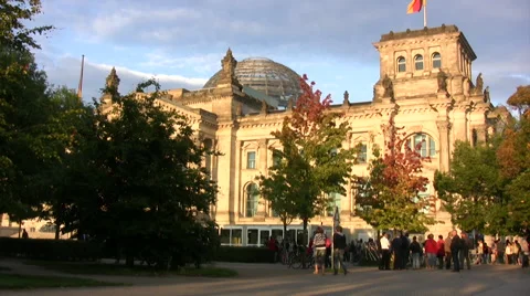 Reichstag building with dome visible Stock Footage 44372990