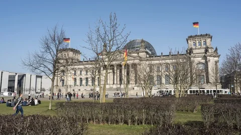 Reichstag Building Hyperlapse (timelapse) from right to left Stock Footage