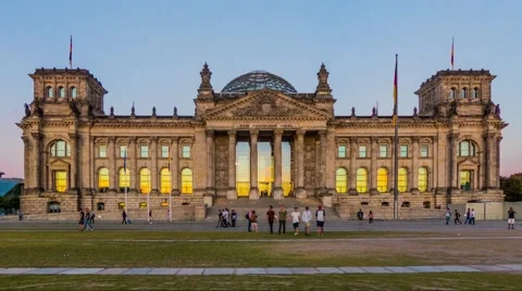 Reichstag Building, West facade, Berlin, Germany Stock Footage