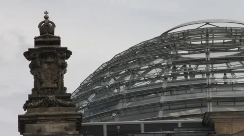 Reichstag Dome at cloudy day, Berlin Stock Footage