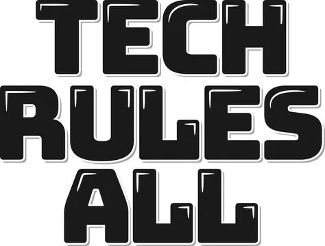 Reign of Technology Lettering Vector Art Stock Illustration