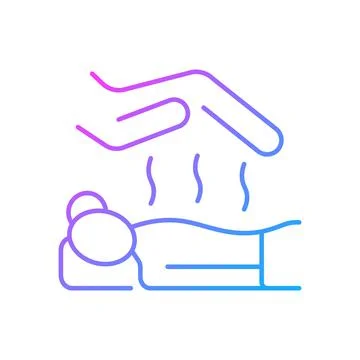 Reiki massage gradient linear vector icon Stock Illustration