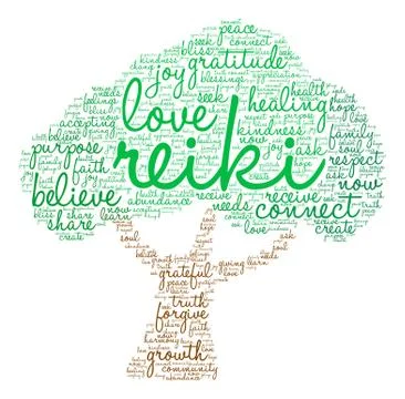 Reiki Word Cloud Ilustração Stock