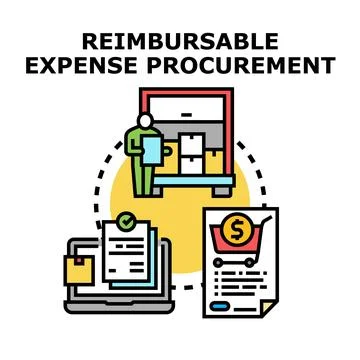 Reimbursable expense procurement process management concept Stock Illustration