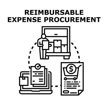 Reimbursable expense procurement process management concept Stock Illustration