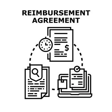 Reimbursement agreement process with financial documents and digital workflow Stock Illustration