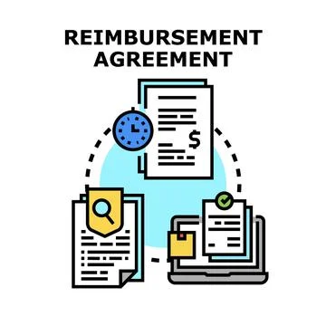 Reimbursement agreement process with financial documents and digital workflow Stock Illustration